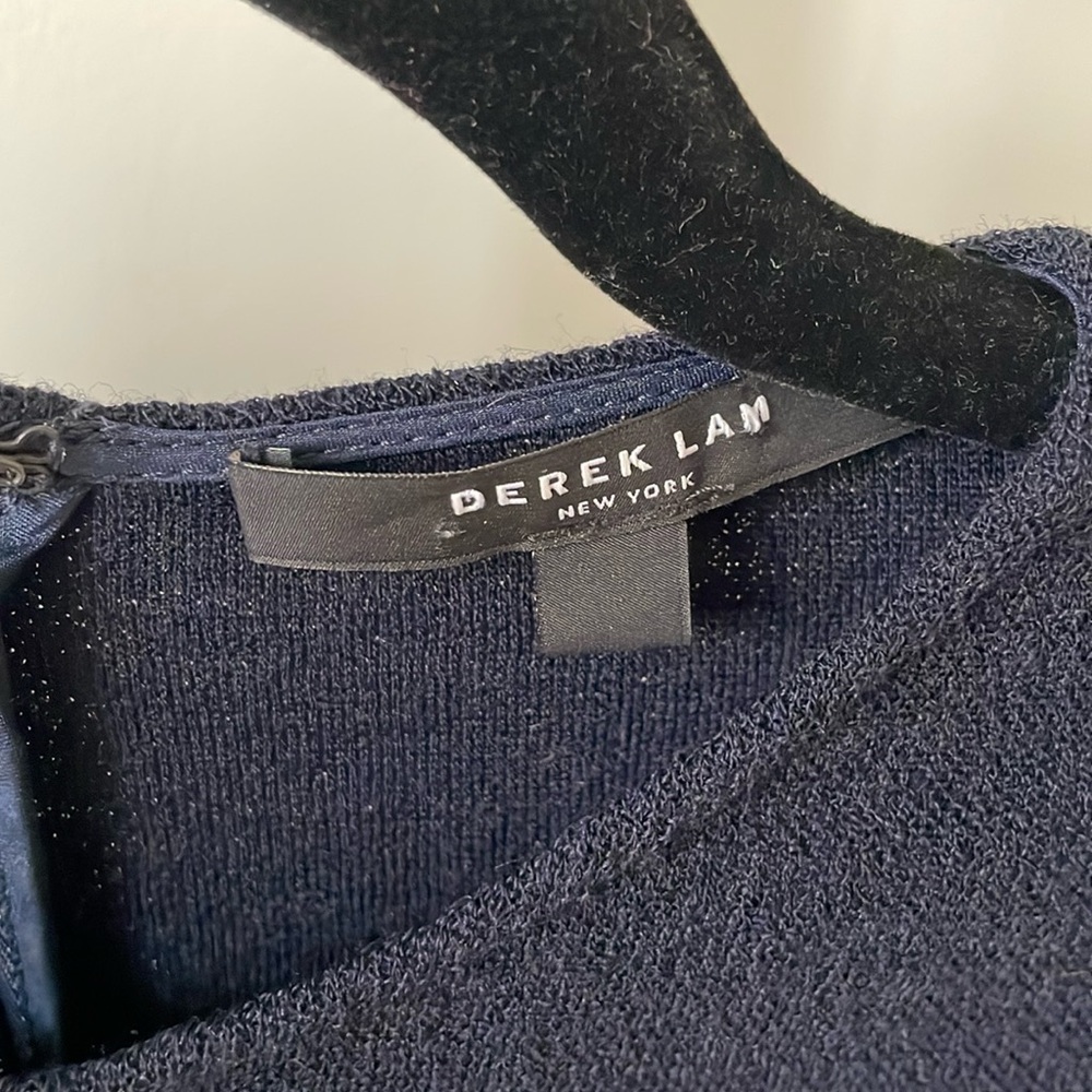 Derek Lam Snapped Long Sleeve Wool Crepe Tunic Top dark blue, size US 4 - Picture 11 of 16